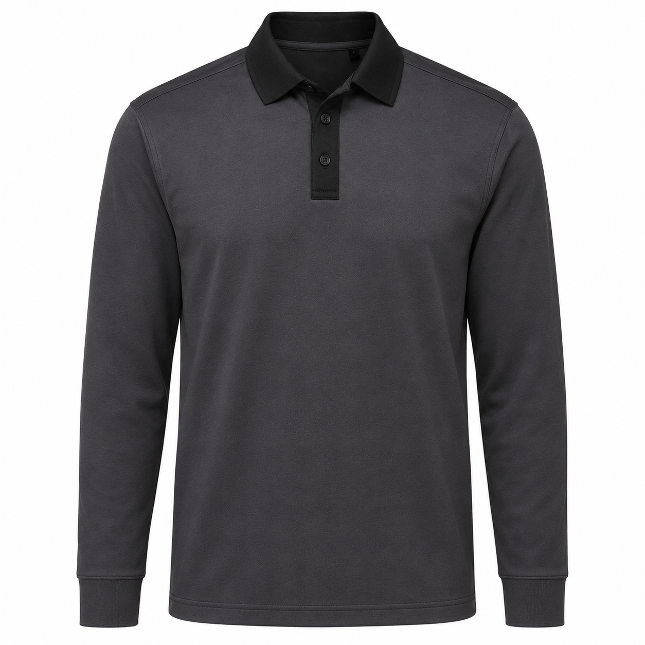 uzun kollu polo yaka tshirt (2) Antrasit Siyah Yakalı Uzun Kollu Polo Yaka Tişört - Görsel 1